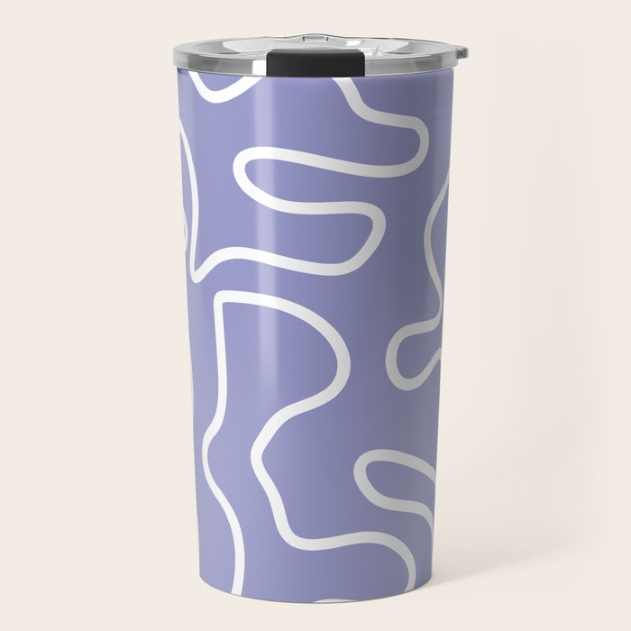 Squiggle Maze Minimalist Abstract Pattern in Light Periwinkle Purple Travel Mug Gallery Image 1