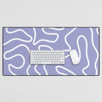 Squiggle Maze Minimalist Abstract Pattern in Light Periwinkle Purple Desk Mat Gallery Image 1
