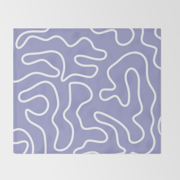 Squiggle Maze Minimalist Abstract Pattern in Light Periwinkle Purple Throw Blanket Gallery Image 2