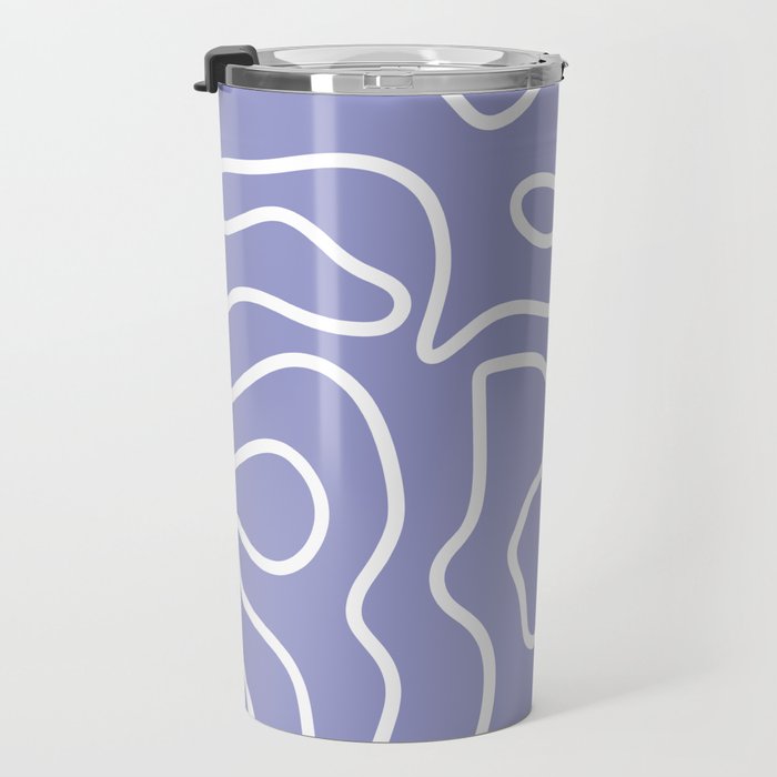 Squiggle Maze Minimalist Abstract Pattern in Light Periwinkle Purple Travel Mug Gallery Image 3