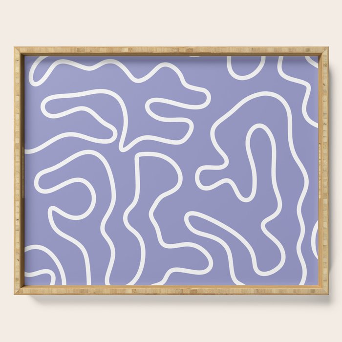 Squiggle Maze Minimalist Abstract Pattern in Light Periwinkle Purple Serving Tray Gallery Image 1