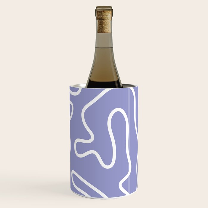 Squiggle Maze Minimalist Abstract Pattern in Light Periwinkle Purple Wine Chiller Gallery Image 3