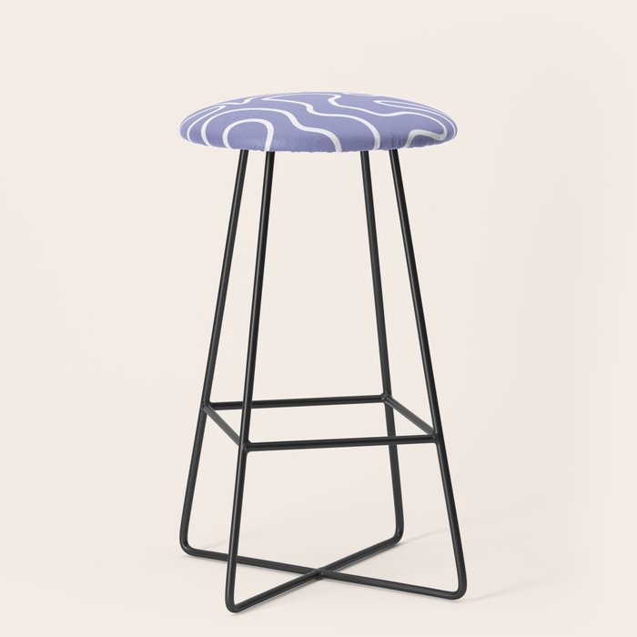 Squiggle Maze Minimalist Abstract Pattern in Light Periwinkle Purple Stool Gallery Image 1