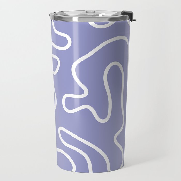 Squiggle Maze Minimalist Abstract Pattern in Light Periwinkle Purple Travel Mug Gallery Image 2
