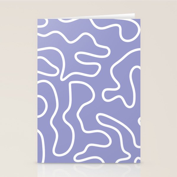 Squiggle Maze Minimalist Abstract Pattern in Light Periwinkle Purple Stationery Card Gallery Image 1