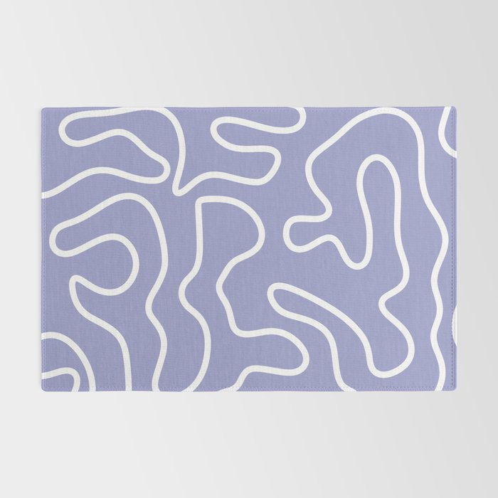 Squiggle Maze Minimalist Abstract Pattern in Light Periwinkle Purple Rug Gallery Image 2