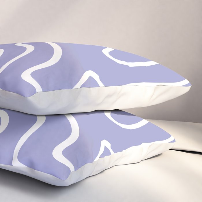 Squiggle Maze Minimalist Abstract Pattern in Light Periwinkle Purple Pillow Sham Gallery Image 3