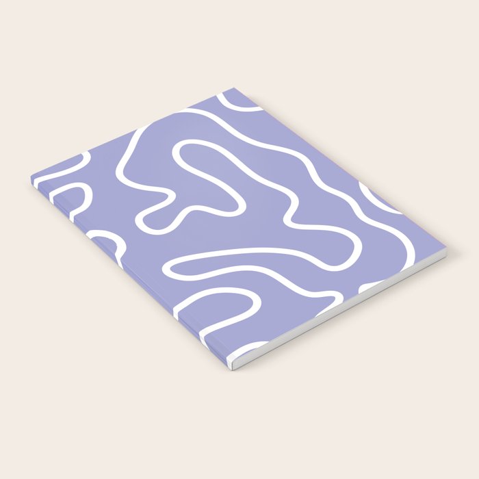 Squiggle Maze Minimalist Abstract Pattern in Light Periwinkle Purple Notebook Gallery Image 1