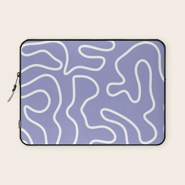 Squiggle Maze Minimalist Abstract Pattern in Light Periwinkle Purple Laptop Sleeve Gallery Image 1