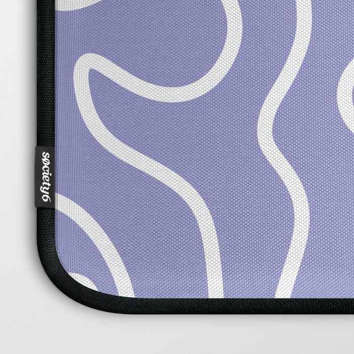 Squiggle Maze Minimalist Abstract Pattern in Light Periwinkle Purple Laptop Sleeve Gallery Image 3
