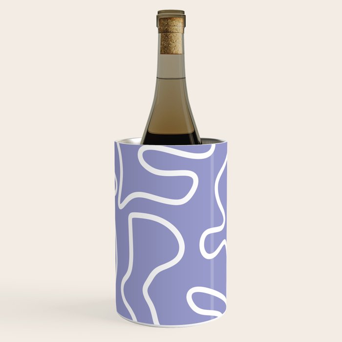 Squiggle Maze Minimalist Abstract Pattern in Light Periwinkle Purple Wine Chiller Gallery Image 1