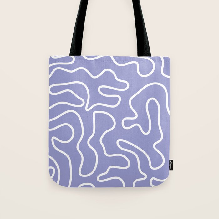 Squiggle Maze Minimalist Abstract Pattern in Light Periwinkle Purple Tote Bag Gallery Image 1