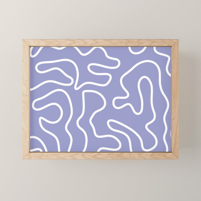 Squiggle Maze Minimalist Abstract Pattern in Light Periwinkle Purple Mini Art Print Gallery Image 1