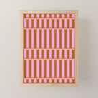 Pink And Brown vertical stripes with dots Mini Art Print Gallery Image 1