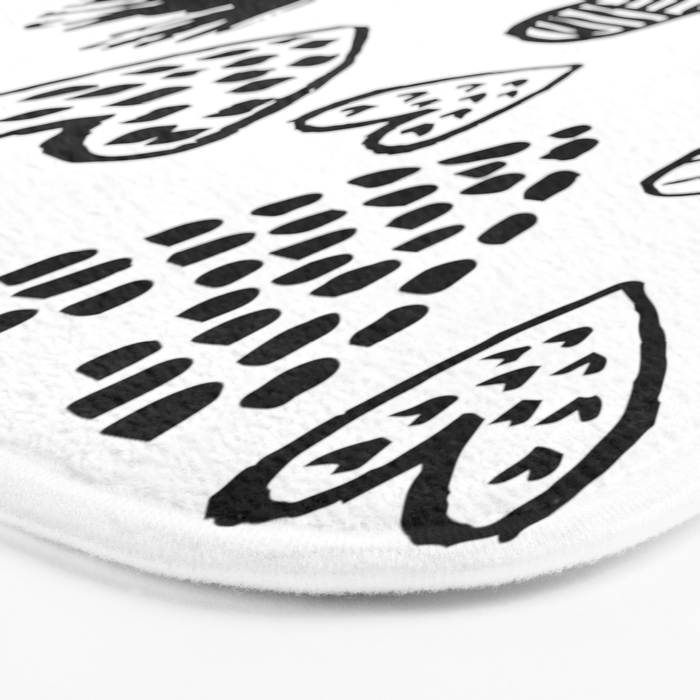 Hearts black and white hand drawn minimal love valentines day pattern gifts decor Bath Mat Gallery Image 3
