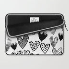 Hearts black and white hand drawn minimal love valentines day pattern gifts decor Laptop Sleeve Gallery Image 2