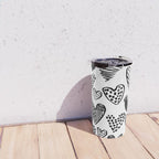 Hearts black and white hand drawn minimal love valentines day pattern gifts decor Travel Mug Gallery Image 4