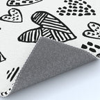 Hearts black and white hand drawn minimal love valentines day pattern gifts decor Rug Gallery Image 4