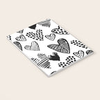Hearts black and white hand drawn minimal love valentines day pattern gifts decor Notebook Gallery Image 3