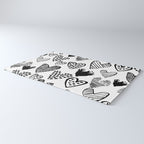 Hearts black and white hand drawn minimal love valentines day pattern gifts decor Rug Gallery Image 3