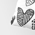 Hearts black and white hand drawn minimal love valentines day pattern gifts decor Pillow Sham Gallery Image 4