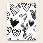 Hearts black and white hand drawn minimal love valentines day pattern gifts decor Notebook Gallery Image 4