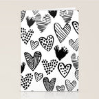 Hearts black and white hand drawn minimal love valentines day pattern gifts decor Stationery Card Gallery Image 2