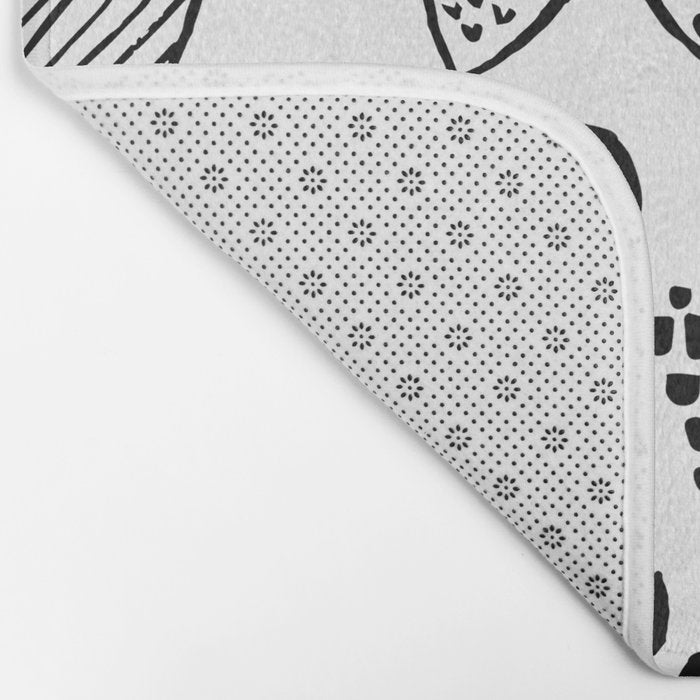 Hearts black and white hand drawn minimal love valentines day pattern gifts decor Bath Mat Gallery Image 2