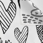 Hearts black and white hand drawn minimal love valentines day pattern gifts decor Wall Tapestry Gallery Image 3