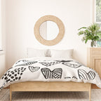 Hearts black and white hand drawn minimal love valentines day pattern gifts decor Duvet Cover Gallery Image 3