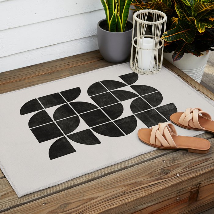 Mid-Century Modern No.35 - Woodblock Print Outdoor Rug Gallery Image 2