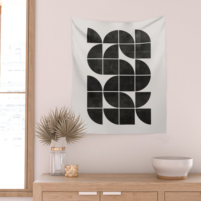 Mid-Century Modern No.35 - Woodblock Print Wall Tapestry Gallery Image 2