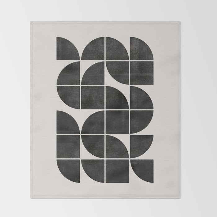 Mid-Century Modern No.35 - Woodblock Print Throw Blanket Gallery Image 2