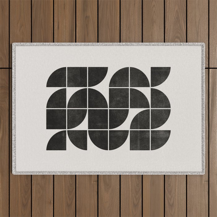 Mid-Century Modern No.35 - Woodblock Print Outdoor Rug Gallery Image 1