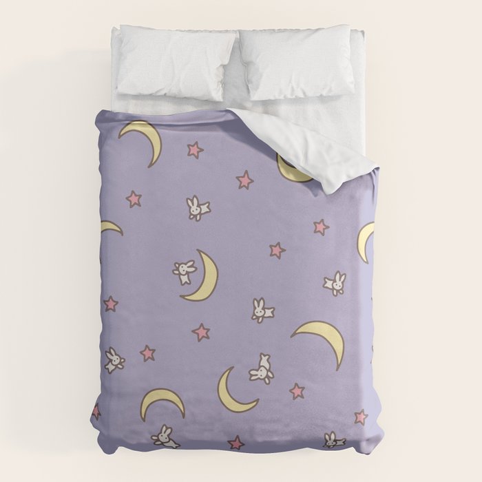Purple Moon Anime  Duvet Cover
