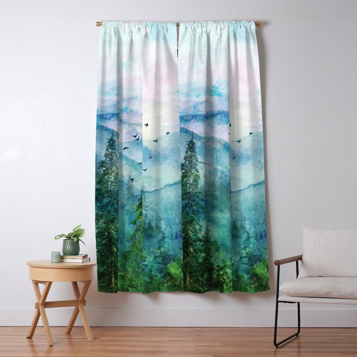 Spring Mountainscape Window Curtain Gallery Image 1
