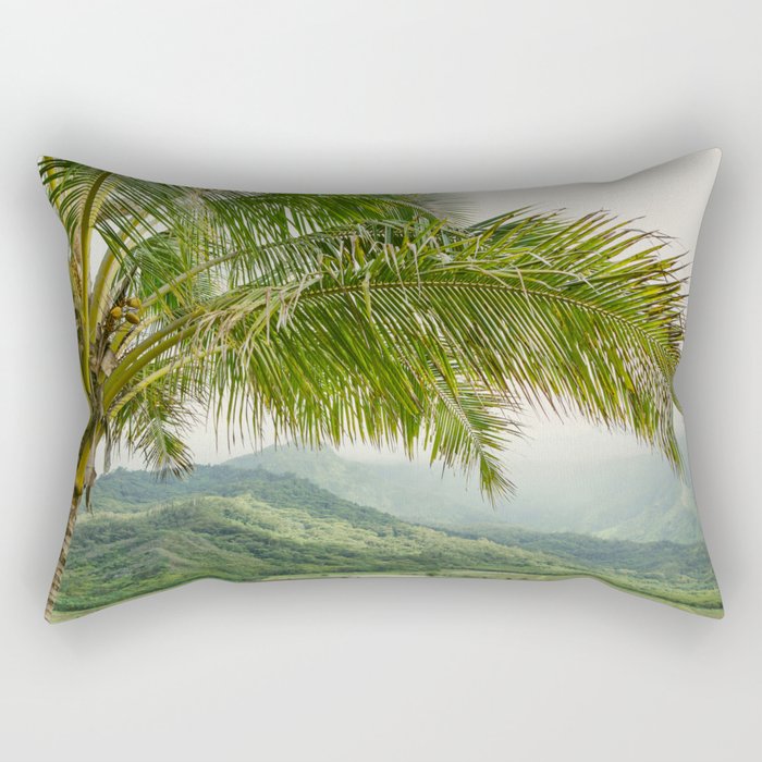 Hanalei Valley - Tropical Hawaii Landscape Photography Rectangular Pillow Gallery Image 1