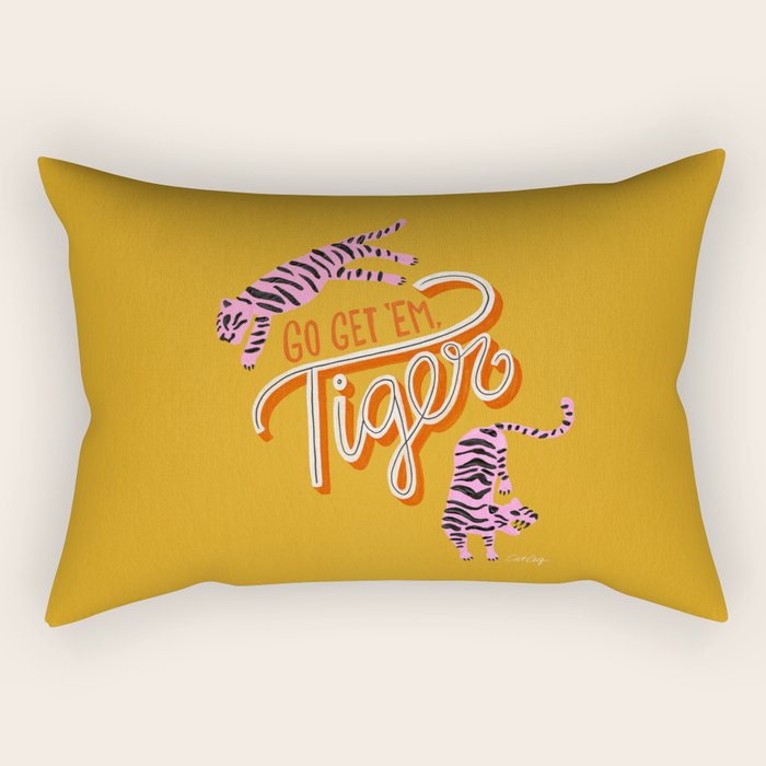 Go Get 'Em Tiger - Yellow Palette Rectangular Pillow Gallery Image 2