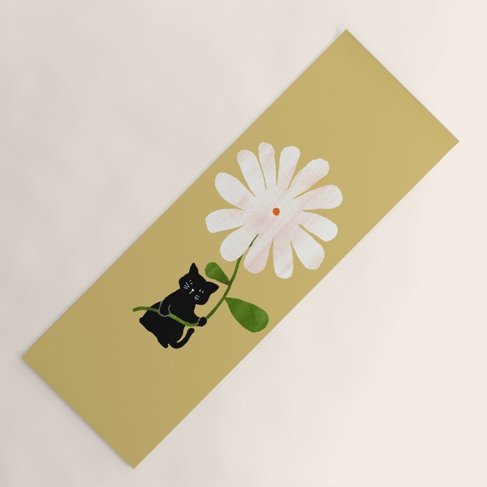 Cat with flower Yoga Mat Gallery Image 1