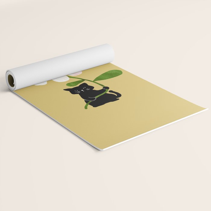 Cat with flower Yoga Mat Gallery Image 2