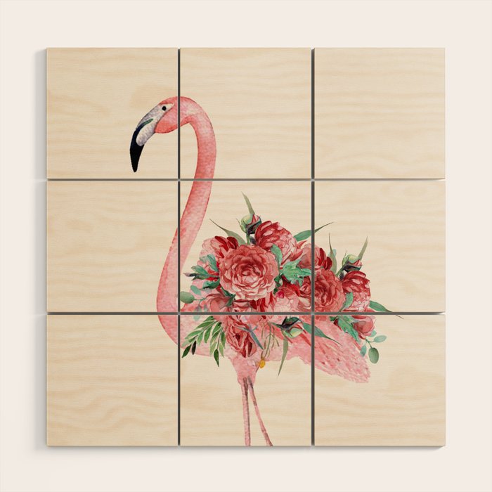 Flamingo Floral Wood Wall Art Gallery Image 1