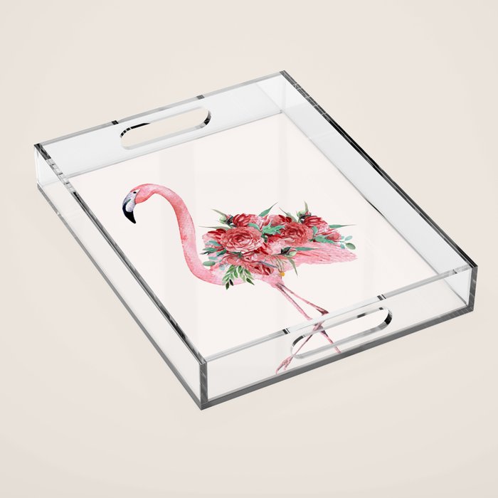 Flamingo Floral Acrylic Tray Gallery Image 1
