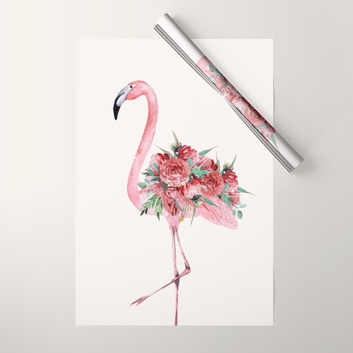 Flamingo Floral Wrapping Paper Gallery Image 1