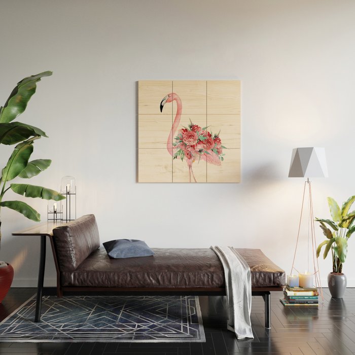 Flamingo Floral Wood Wall Art Gallery Image 2
