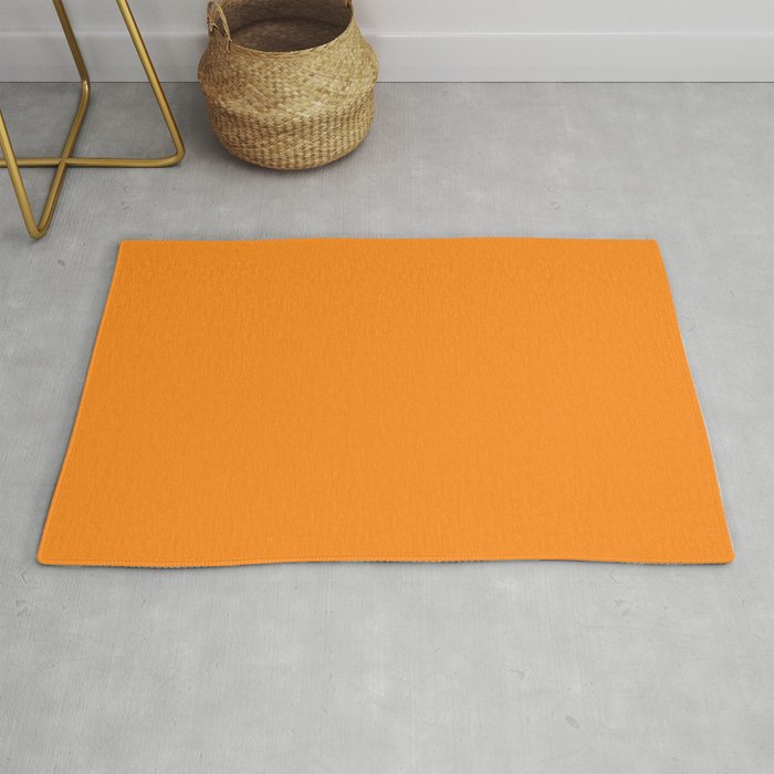 GOLD FISH Solid Color Plain Bright Orange Shade Rug Gallery Image 1