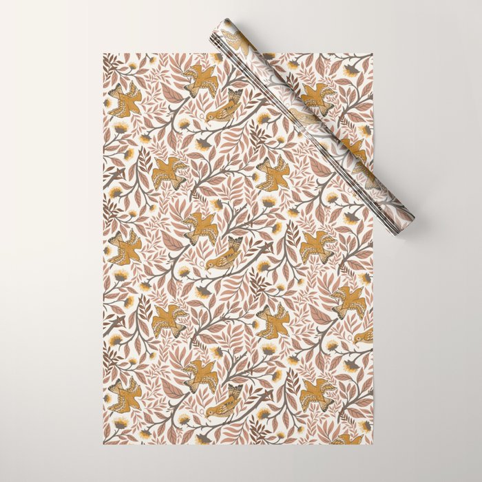 Secret Garden Birds - Neutral  Wrapping Paper Gallery Image 1