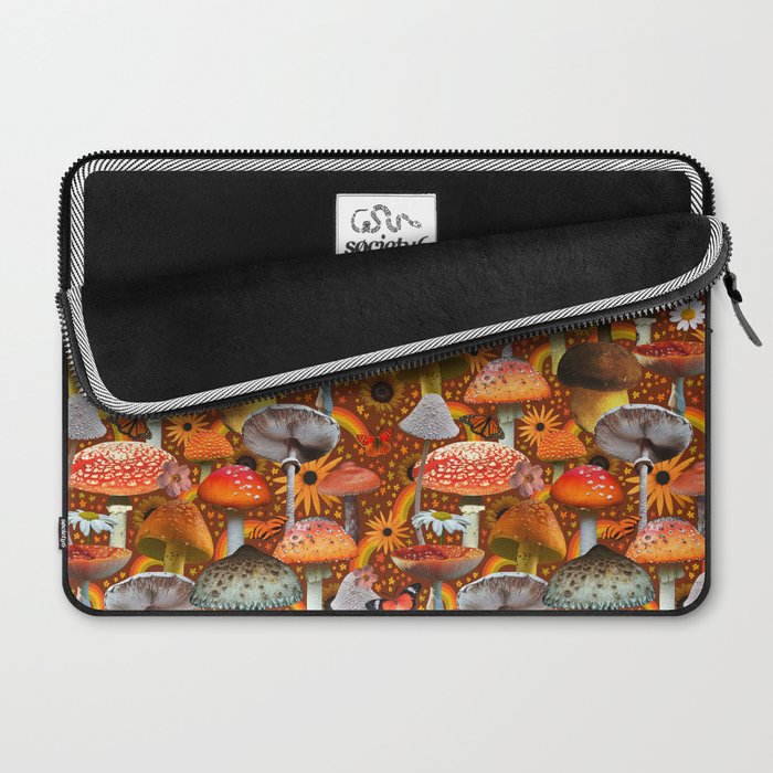 Mushroom Collage Print in Orange Laptop Sleeve Gallery Image 2