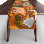 Mushroom Collage Print in Orange Table Runner Gallery Image 1