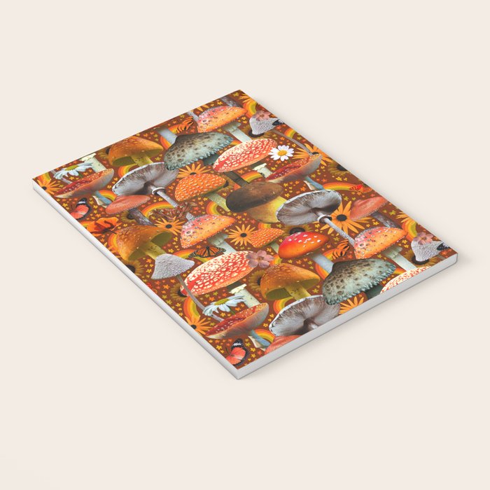 Mushroom Collage Print in Orange Notebook Gallery Image 3
