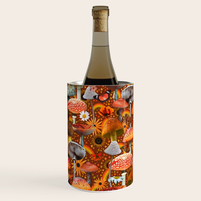 Mushroom Collage Print in Orange Wine Chiller Gallery Image 1